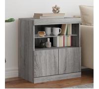 vidaXL Buffet avec lumières LED – Armoire latérale de rangement moderne Sonoma gris 60x37x67 cm