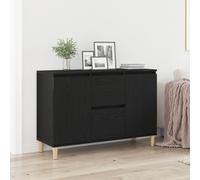 vidaXL Buffet avec tiroir Noir 101 x 35 x 60 cm Bois d'ingénierie, Buffet Moderne, Cabinet de Rangement Pratique, Meuble Durable pour Salon et Salle à Manger