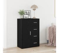 Buffet Vidaxl Noir Chêne 60x31x84 Cm En Bois D'ingénierie Noir