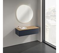 Buffet Villeroy & Boch Antao K40001HG 100 x 26,8 x 50 cm, plan vasque couleur chêne miel, laque mate bleu nuit