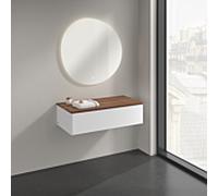 Buffet Villeroy & Boch Antao K40002MT 100 x 26,8 x 50 cm, plan vasque couleur noyer chaud, laque blanche mate