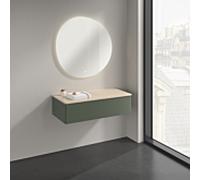 Buffet Villeroy & Boch Antao K40003HL 100 x 26,8 x 50 cm, plan vasque couleur Botticino, laque mate vert feuille