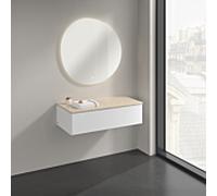 Buffet Villeroy & Boch Antao K40003MT 100 x 26,8 x 50 cm, plan vasque couleur Botticino, laque blanche mate