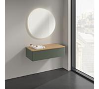 Buffet Villeroy & Boch Antao K40101HL 100 x 26,8 x 50 cm, plan vasque couleur chêne miel, laque mate vert feuille