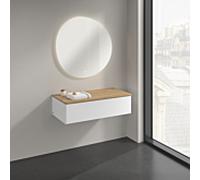 Buffet Villeroy & Boch Antao K40101MT 100 x 26,8 x 50 cm, plan vasque couleur chêne miel, laque blanche mate