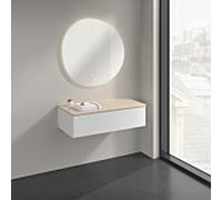 Buffet Villeroy & Boch Antao K40103GF 100 x 26,8 x 50 cm, plan vasque couleur Botticino, laque blanche brillante