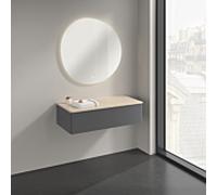 Buffet Villeroy & Boch Antao K40103GK 100 x 26,8 x 50 cm, plan vasque couleur Botticino, laque anthracite mate