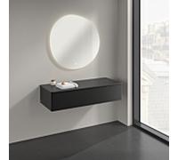 Buffet Villeroy & Boch Antao K41000PD 120 x 26,8 x 50 cm, plan vasque laqué couleur, laque noire mate