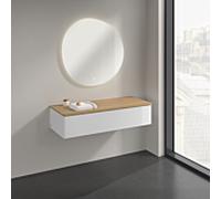Buffet Villeroy & Boch Antao K41001GF 120 x 26,8 x 50 cm, plan vasque couleur chêne miel, laque blanche brillante