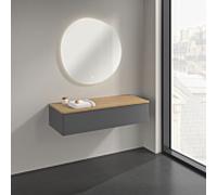 Buffet Villeroy & Boch Antao K41001GK 120 x 26,8 x 50 cm, plan vasque couleur chêne miel, laque anthracite mate