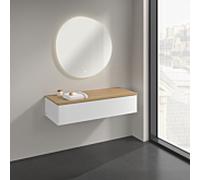 Buffet Villeroy & Boch Antao K41001MT 120 x 26,8 x 50 cm, plan vasque couleur chêne miel, laque blanche mate