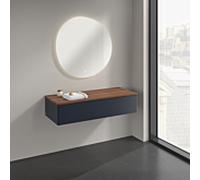 Buffet Villeroy & Boch Antao K41002HG 120 x 26,8 x 50 cm, plan vasque couleur noyer chaud, laque mate bleu nuit