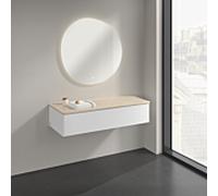 Buffet Villeroy & Boch Antao K41003MT 120 x 26,8 x 50 cm, plan vasque couleur Botticino, laque blanche mate