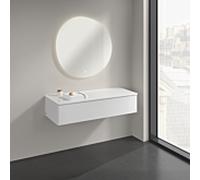 Buffet Villeroy & Boch Antao K41100GF 120 x 26,8 x 50 cm, plan vasque laquée couleur, laque blanche brillante