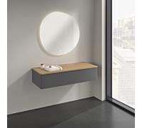 Buffet Villeroy & Boch Antao K41101GK 120 x 26,8 x 50 cm, plan vasque couleur chêne miel, laque anthracite mate