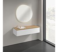 Buffet Villeroy & Boch Antao K41101MT 120 x 26,8 x 50 cm, plan vasque couleur chêne miel, laque blanche mate