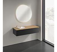 Buffet Villeroy & Boch Antao K41101PD 120 x 26,8 x 50 cm, plan vasque couleur chêne miel, laque noire mate