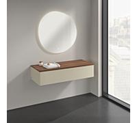 Buffet Villeroy & Boch Antao K41102HJ 120 x 26,8 x 50 cm, plan vasque couleur noyer chaud, laque mate gris soie