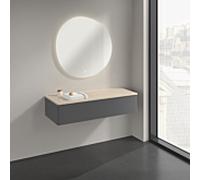 Buffet Villeroy & Boch Antao K41103GK 120 x 26,8 x 50 cm, plan vasque couleur Botticino, laque anthracite mate