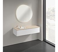 Buffet Villeroy & Boch Antao K41103MT 120 x 26,8 x 50 cm, plan vasque couleur Botticino, laque blanche mate