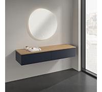 Buffet Villeroy & Boch Antao K42001HG 160 x 26,8 x 50 cm, plan vasque couleur chêne miel, laque mate bleu nuit