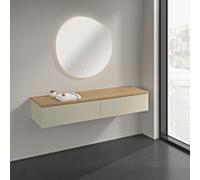 Buffet Villeroy & Boch Antao K42001HJ 160 x 26,8 x 50 cm, plan vasque couleur chêne miel, laque mate gris soie