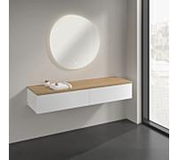 Buffet Villeroy & Boch Antao K42001MT 160 x 26,8 x 50 cm, plan vasque couleur chêne miel, laque blanche mate