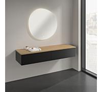 Buffet Villeroy & Boch Antao K42001PD 160 x 26,8 x 50 cm, plan vasque couleur chêne miel, laque noire mate