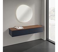 Buffet Villeroy & Boch Antao K42002HG 160 x 26,8 x 50 cm, plan vasque couleur noyer chaud, laque mate bleu nuit