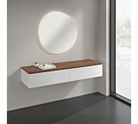 Buffet Villeroy & Boch Antao K42002MT 160 x 26,8 x 50 cm, plan vasque couleur noyer chaud, laque blanche mate