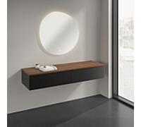 Buffet Villeroy & Boch Antao K42002PD 160 x 26,8 x 50 cm, plan vasque couleur noyer chaud, laque noire mate