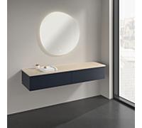 Buffet Villeroy & Boch Antao K42003HG 160 x 26,8 x 50 cm, plan vasque couleur Botticino, laque mate bleu nuit