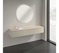 Buffet Villeroy & Boch Antao K42003HJ 160 x 26,8 x 50 cm, plan vasque couleur Botticino, laque mate gris soie