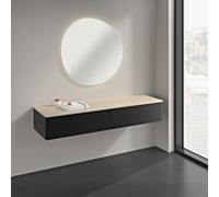 Buffet Villeroy & Boch Antao K42003PD 160 x 26,8 x 50 cm, plan vasque couleur Botticino, laque noire mate