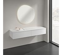 Buffet Villeroy & Boch Antao K42100GF 160 x 26,8 x 50 cm, plan vasque laqué couleur, laque blanche brillante