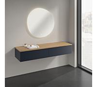 Buffet Villeroy & Boch Antao K42101HG 160 x 26,8 x 50 cm, plan vasque couleur chêne miel, laque mate bleu nuit