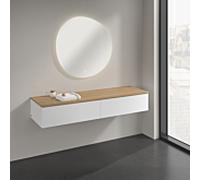 Buffet Villeroy & Boch Antao K42101MT 160 x 26,8 x 50 cm, plan vasque couleur chêne miel, laque blanche mate