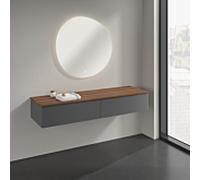 Buffet Villeroy & Boch Antao K42102GK 160 x 26,8 x 50 cm, plan vasque couleur noyer chaud, laque anthracite mate