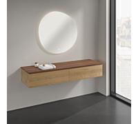 Buffet Villeroy & Boch Antao K42102HN 160 x 26,8 x 50 cm, plan vasque couleur noyer chaud, chêne miel