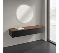 Buffet Villeroy & Boch Antao K42102PD 160 x 26,8 x 50 cm, plan vasque couleur noyer chaud, laque noire mate