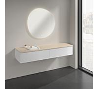 Buffet Villeroy & Boch Antao K42103GF 160 x 26,8 x 50 cm, plan vasque couleur Botticino, laque blanche brillante