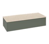 Buffet Villeroy & Boch Antao L41003HL avec éclairage, 1 tiroir, 1200 x 268 x 500 mm, façade lisse, laque mate Vert Feuille / Botticino