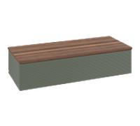 Buffet Villeroy & Boch Antao L41102HL avec éclairage intégré, 1 tiroir, 1200 x 268 x 500 mm, façade texturée, laque mate Vert Feuille / Noyer Chaud