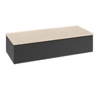 Buffet Villeroy & Boch Antao L41103PD 120 x 26,8 x 50 cm, plan vasque couleur Botticino, laque noire mate