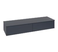 Buffet Villeroy & Boch Antao L42000HG avec éclairage, 2 tiroirs, 1600 x 268 x 500 mm, façade lisse, laque mate bleu nuit / laque mate bleu nuit