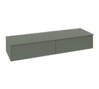 Buffet Villeroy & Boch Antao L42000HL avec éclairage, 2 tiroirs, 1600 x 268 x 500 mm, façade lisse, laque mate vert feuille / laque mate vert feuille