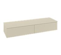 Buffet Villeroy & Boch Antao L42100HJ avec éclairage, 2 tiroirs, 1600 x 268 x 500 mm, façade texturée, laque mate gris soie / laque mate gris soie