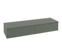 Buffet Villeroy & Boch Antao L42100HL avec éclairage, 2 tiroirs, 1600 x 268 x 500 mm, façade texturée, laque mate Vert Feuille / Laque mate Vert Feuille