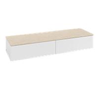 Buffet Villeroy & Boch Antao L42103GF avec éclairage, 2 tiroirs, 1600 x 268 x 500 mm, façade texturée, laque blanche brillante / Botticino