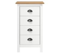 Buffet - VINGVO - Hill Range - Bois de pin massif - 4 tiroirs - Blanc et marron miel - 46x35x80 cm